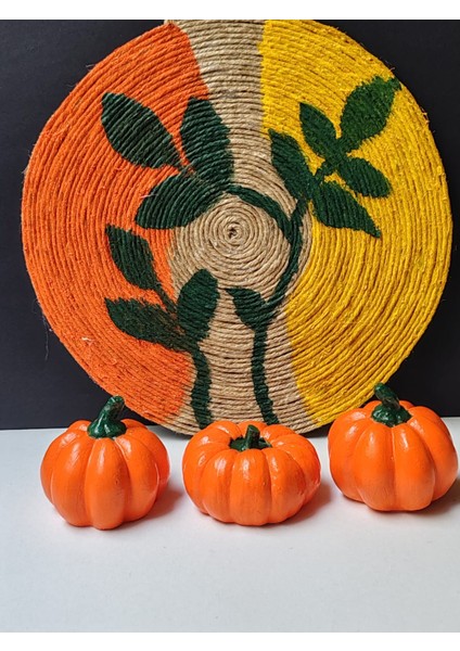 Dekoratif Balkabağı 3'lü Set, Turuncu El Yapımı, Ev Dekoru, Masa Dekoru, Obje, Biblo modelleri