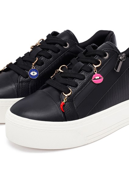 Kadın Siyah Bağcıklı Kalın Tabanlı Sneaker 25AFD430918