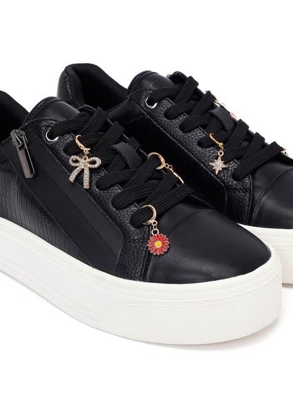 Kadın Siyah Bağcıklı Kalın Tabanlı Sneaker 25AFD430918