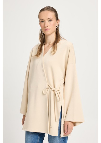 Kadın Taş Oversize Uzun Kimono Yumuşacık Modal Ceket 30006