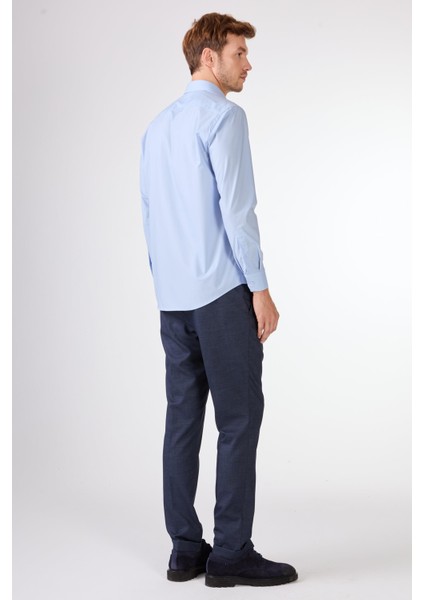 Mavi Düz Uzun Kol Regular Fit Erkek Gömlek modelleri