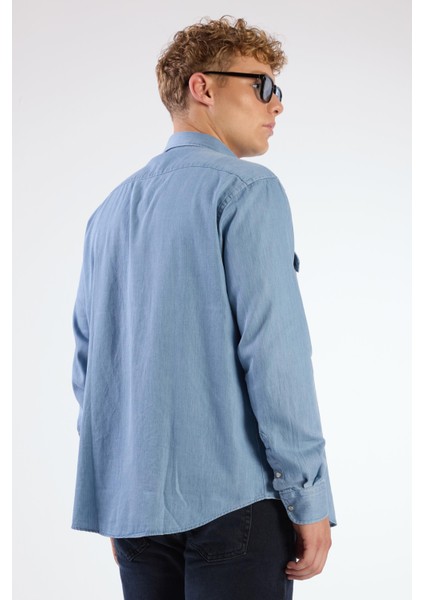 Açık Mavi Erkek Regular Fit Düz Klasik Yaka Uzun Kol Gömlek - 104840