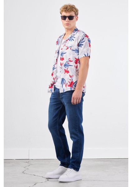 Kırmızı Erkek Regular Fit Apaç Yaka Kısa Kol Gömlek