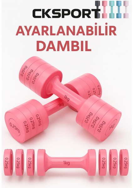 Ayarlanabilir Dambıl Seti 2×2,5 kg Ayarlanabilir Ağırlık – Spor & Fitness Aleti 4'ü 1 Arada