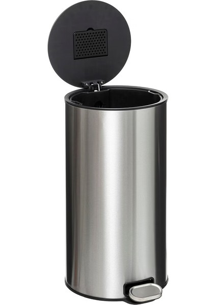 Delta 30 L Pedallı Çöp Kovası Çelik | Yavaş Kapanma, Aktif Karbon Filtre, Çıkarılabilir Yıkanabilir Kova
