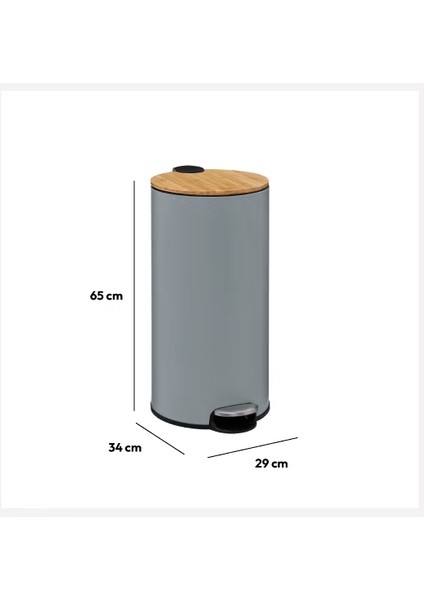 Çöp Kovaları Simply Smart Bambou 30 Lt Metal Antrasit