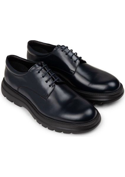 Erkek Lacivert Hakiki Deri Günlük Ayakkabı - 01934MLCVE01 fırsatları