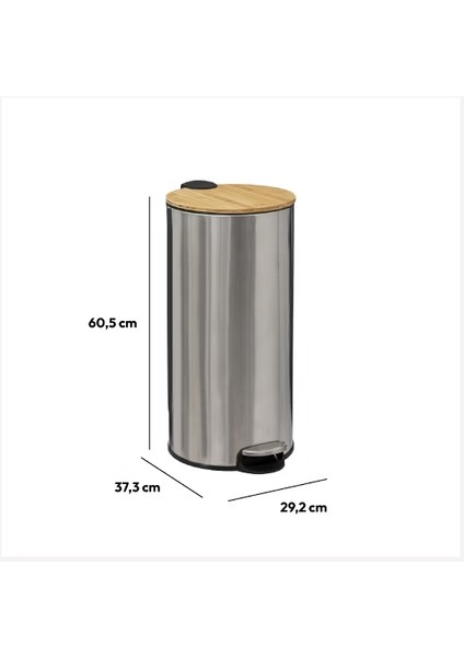Çöp Kovaları Simply Smart Bambou 30 Lt Metal Inox