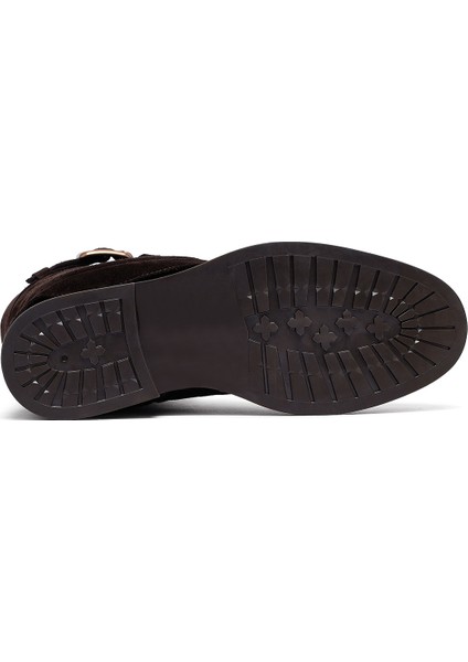 Kadın Kahverengi Fermuarlı Süet Deri Biker Bot 25WFD202610 indirimleri