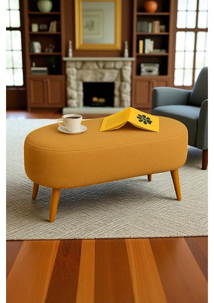 Craft Teddy Kumaş Puf Bench Koltuk Tabure Yatak Ucu Koltuk Önü Ahşap Ayak Metal Bağlantı