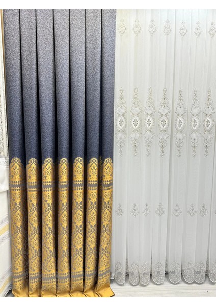 Nivemeshome Side Antrasit 5401 FT632057 1/3 Sık Pileli Fon Perde Apm