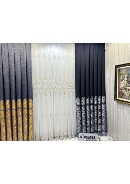 Nivemeshome Side Antrasit 5401 FT632057 1/3 Sık Pileli Fon Perde Apm