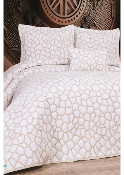 Stone 4 Parça Yatak Örtüsü 240X260 Beyaz Cappucino