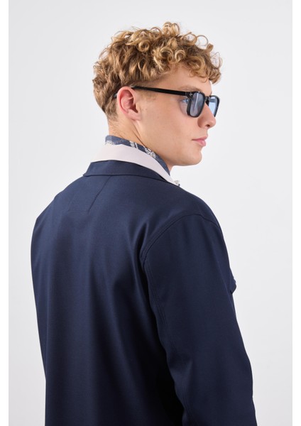 Lacivert Çıtçıt Kapamalı Cepli Overshirt Gömlek modelleri