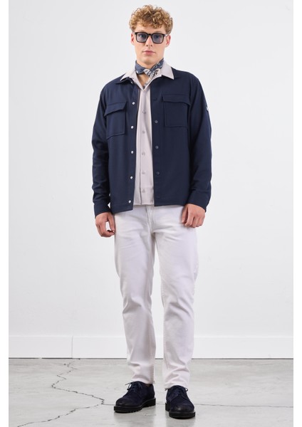 Lacivert Çıtçıt Kapamalı Cepli Overshirt Gömlek fırsatları