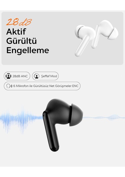 Audio TWS S10 Bluetooth Kablosuz Kulaklık - ANC Aktif Gürültü Engelleme + ENC 6 Mikrofon - 10mm Sürücü - 30 Saat Pil - iOS & Android EQ App Şeffaf & Gaming Mod iPX4 Siyah - ASD07886 fiyatları