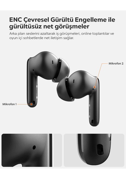 Audio TWS S10 Bluetooth Kablosuz Kulaklık - ANC Aktif Gürültü Engelleme + ENC 6 Mikrofon - 10mm Sürücü - 30 Saat Pil - iOS & Android EQ App Şeffaf & Gaming Mod iPX4 Siyah - ASD07886 modelleri