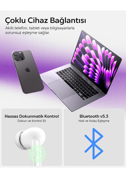 Audio TWS S10 Bluetooth Kablosuz Kulaklık - ANC Aktif Gürültü Engelleme + ENC 6 Mikrofon - 10mm Sürücü - 30 Saat Pil - iOS & Android EQ App Şeffaf & Gaming Mod iPX4 Siyah - ASD07886