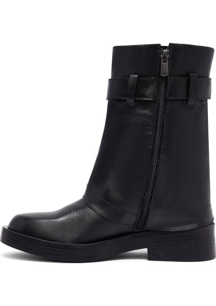 Kadın Siyah Tokalı Biker Deri Bot 25WFD202618 fiyatları