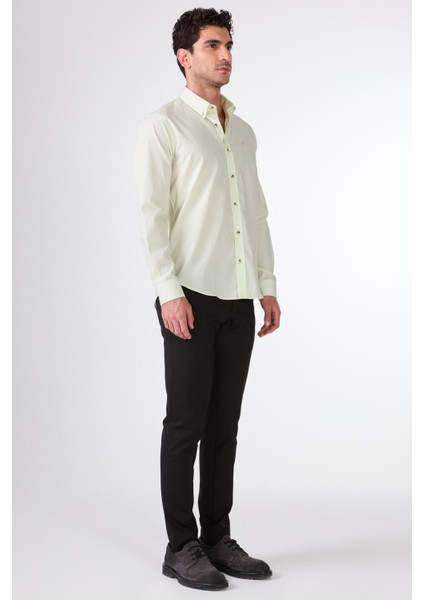 Yeşil Pamuklu Brent Yaka Slim Fit Uzun Kol Erkek Gömlek fiyatları