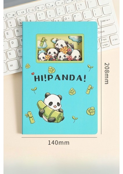 Sevimli Panda Temalı 3D Stereo Katmanlı Oyma Sayfalı Defter 20,8 x 14 cm 120 Yaprak indirimleri