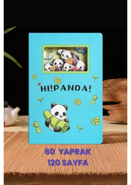 Sevimli Panda Temalı 3D Stereo Katmanlı Oyma Sayfalı Defter 20,8 x 14 cm 120 Yaprak