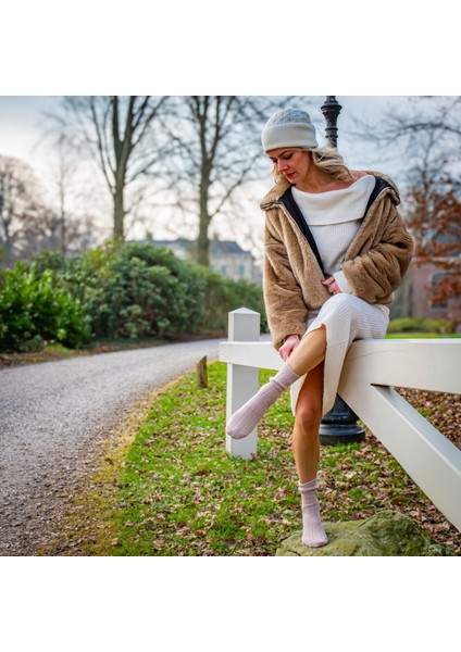 Kadın Kaşmir Yün Çorap - 2'li Paket Gri Lila (Beden 36-41) fiyatları