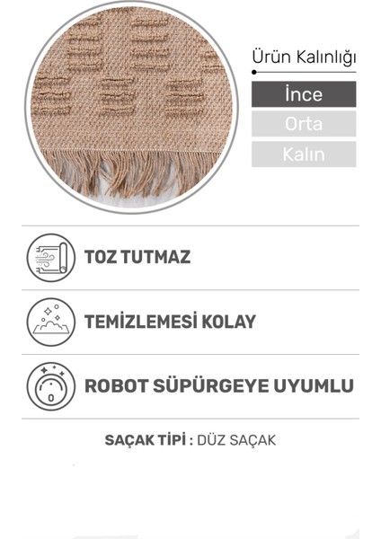 Novella Modern Halı Koleksiyonu | Tozumaz, Hasır Renk, Jüt Taban, Saçaklı Dekoratif Kilim fiyatları