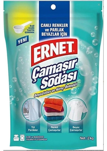 3lü Temizlik Seti (Ernet Arap Sabunu 1 Lt+Ernet Çamaşır Sodası 2 Kg+Ernet Karbonat 1,5 Kg) modelleri