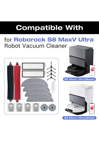 Roborock S8 Maxv Ultra Robot Vakum Süpürücü Ana Yan Fırçalar Mop Bezleri Hepa Filtreleri Toz Çanta Aksesuarları (Yurt Dışından) fırsatları