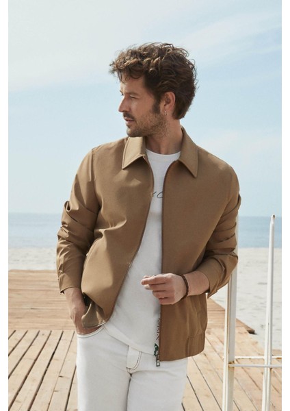 Vizon Erkek Regular Fit Düz Klasik Yaka Bomber Mont