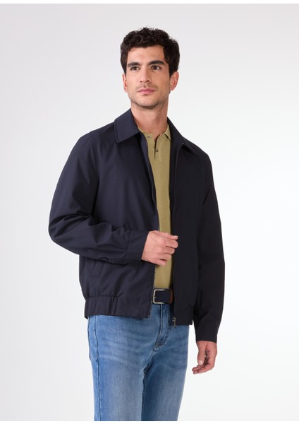 Lacivert Erkek Regular Fit Düz Klasik Yaka Bomber Mont - 104394