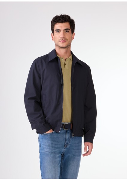 Lacivert Erkek Regular Fit Düz Klasik Yaka Bomber Mont - 104394
