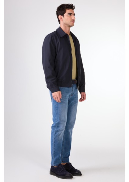 Lacivert Erkek Regular Fit Düz Klasik Yaka Bomber Mont - 104394