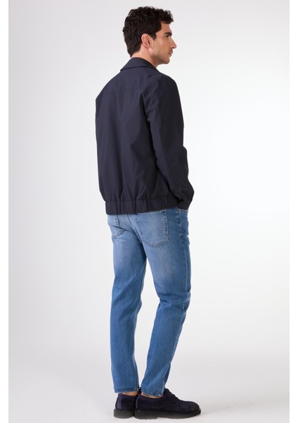 Lacivert Erkek Regular Fit Düz Klasik Yaka Bomber Mont - 104394