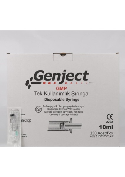Geneject 10 ml Tek Kullanımlık Şırınga 3 Parça 150 Adet/paket modelleri