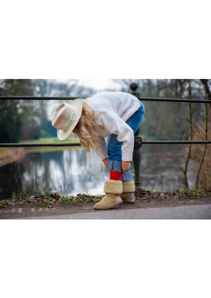 Kadın Kaşmir Yün Çorap - 2'li Paket Kırmızı ve Açık Gri(Beden 36-41) modelleri