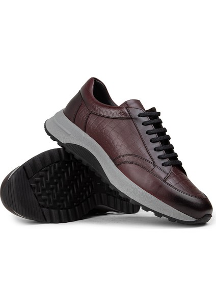 Erkek Bordo Hakiki Deri Sneaker Ayakkabı - 01984MBRDE03 fiyatları
