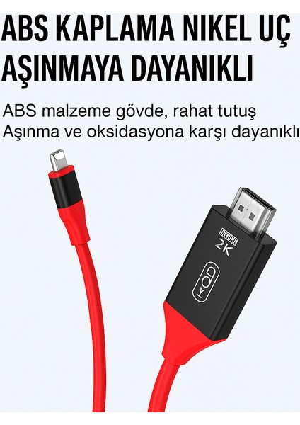 iPhone Lightning Uyumlu HDMI Kablo 2k 60Hz Hd Görüntü ve Ses Aktarımı Kablosu fiyatları