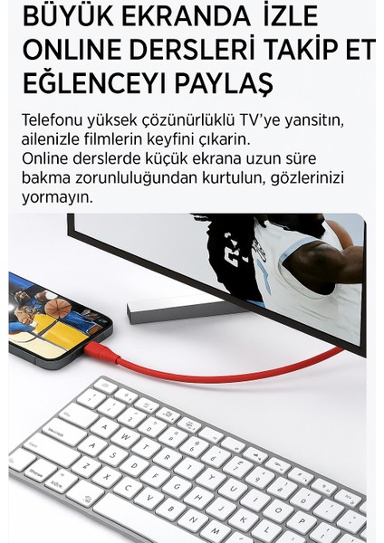 iPhone Lightning Uyumlu HDMI Kablo 2k 60Hz Hd Görüntü ve Ses Aktarımı Kablosu fırsatları