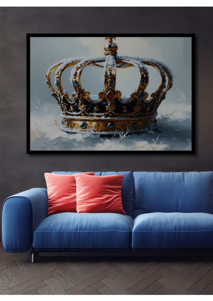 Çerçeve Görünümlü Kar Kraliçesi Tacı Yağlı Boya Görünümlü Dekoratif Ahşap Ev/işyeri/ofis Kare Tablo