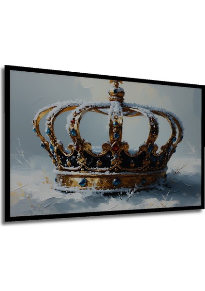 Çerçeve Görünümlü Kar Kraliçesi Tacı Yağlı Boya Görünümlü Dekoratif Ahşap Ev/işyeri/ofis Kare Tablo modelleri