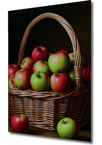 Elma Sepeti Yağlı Boya Görünümlü Dekoratif Ahşap Ev/işyeri/ofis Kare Tablo fiyatları
