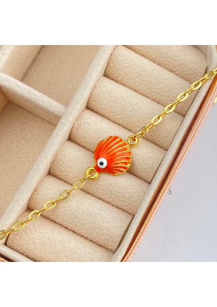 Mineli Bileklik Deniz Kabuğu Bileklik Pirinç Gold 17+5cm