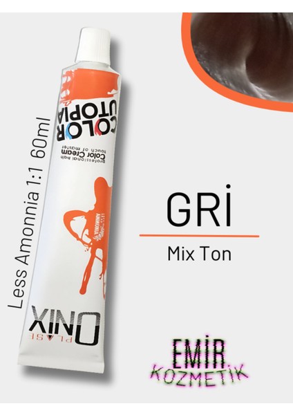 Düşük Amonyaklı Saç Boyası 60ML Mix Ton Gri