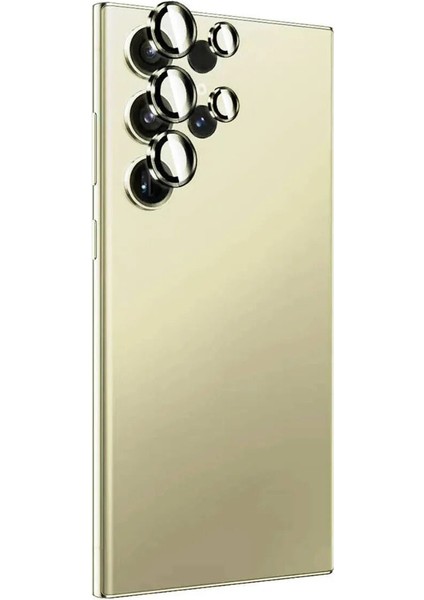 (Kaliteyi Bozmaz) Samsung S24 Ultra Uyumlu Safir Kamera Sarı Lens Koruyucu Takma Aparatlı Kolay Kurulum