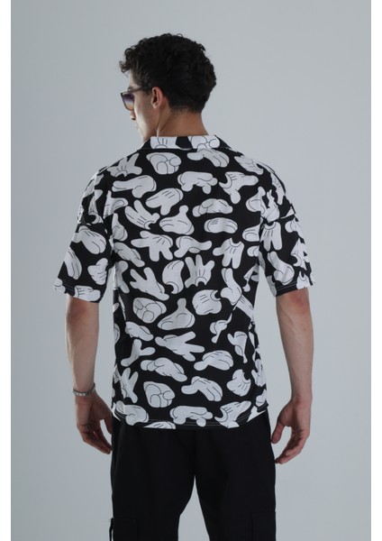 Erkek Siyah Beyaz Summer Style Desenli Gömlek COC1164 fırsatları