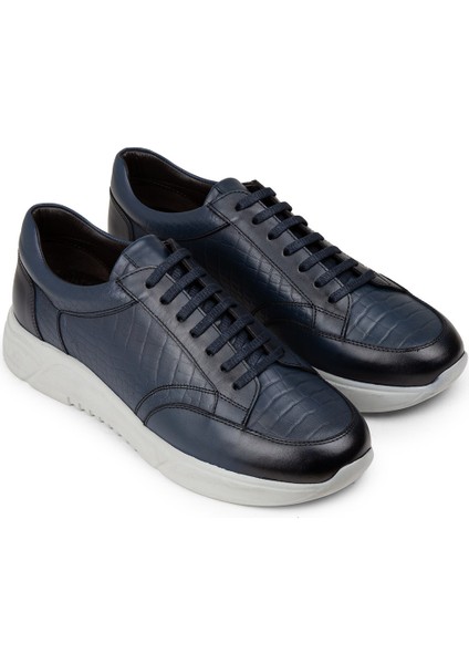 Erkek Hakiki Deri Lacivert Spor Ayakkabı - 01984MLCVE03 fırsatları