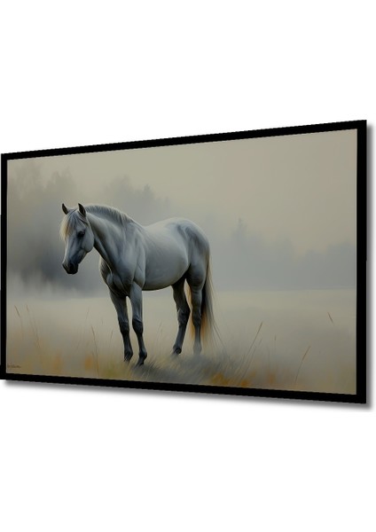 Çerçeve Görünümlü Beyaz At Yağlı Boya Görünümlü Dekoratif Ahşap Ev/işyeri/ofis Kare Tablo fiyatları