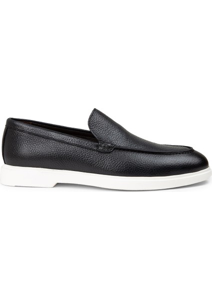 Erkek Hakiki Deri Lacivert Loafer Ayakkabı - 01957MLCVE02